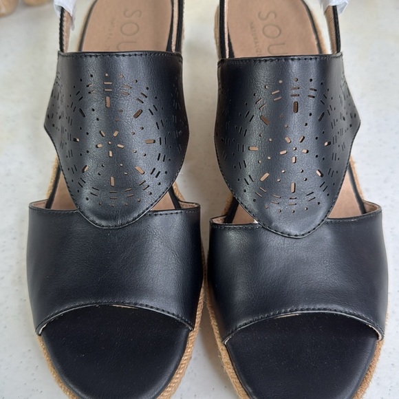 SOUL Naturalizer Ocean Women's Wedge Sandals Sz 11 Black - Picture 8 of 10